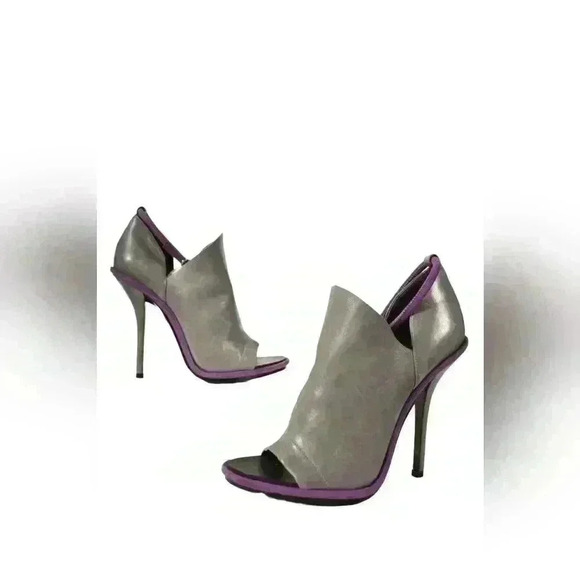 BALENCIAGA Grey Purple Leather Colourblock Slingback  Pump Heels 39EU 9US Italy - Picture 1 of 6
